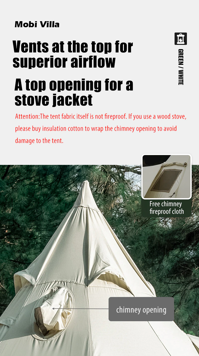 Cheap Goat Tents Mobi Garden ERA230 Large Cotton Canvas Tent With Stove Jack Glamping Pyramid Tent For Family Camping Hiking Travel 4 5 Persons   